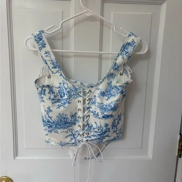 White and Blue Corset Top - Picture 7 of 7